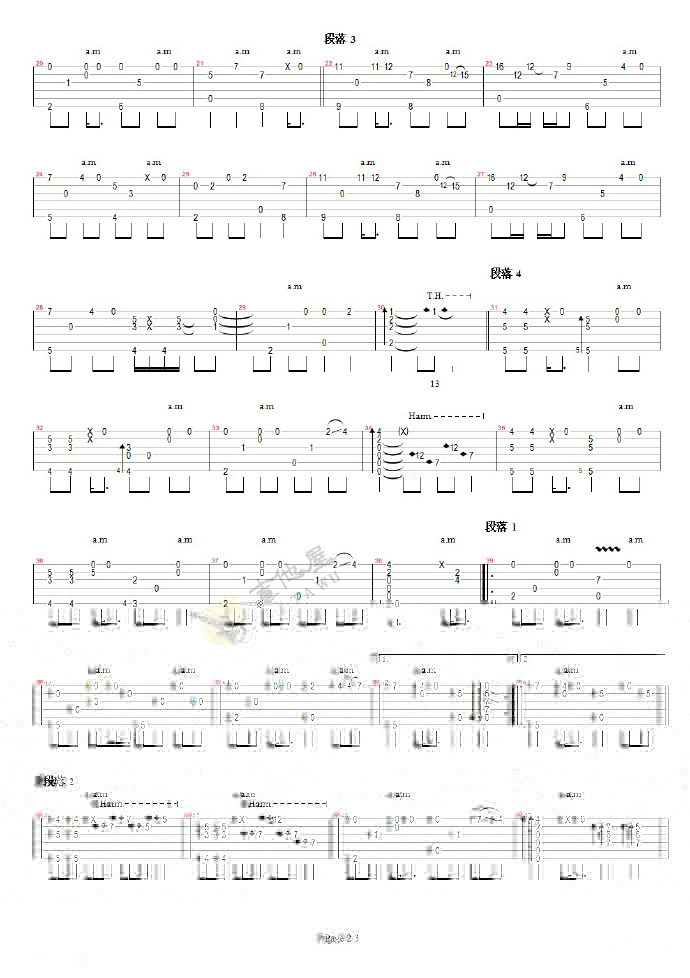 押尾桑-月亮的眼泪指弹吉他谱2